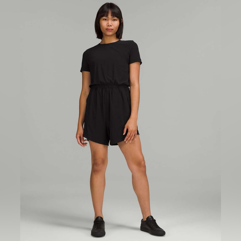 Lulu Lemon Black Short Sleeve Romper